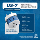 UK, Dubai Travel Adapter - 2 in 1 - Type G - Compact Design (US-7)