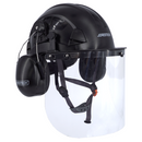 Casco ventilado con protector facial de PC y orejeras