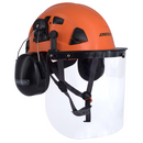 Casco ventilado con protector facial de PC y orejeras