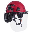 Casco ventilado con protector facial de PC y orejeras