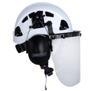 Casco ventilado con protector facial de PC y orejeras