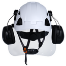 Casco ventilado con protector facial de PC y orejeras