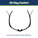 Wraparound Safety Glasses with Flexible Rubber Temple Tips