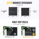 Panel solar monocristalino rígido bifacial 12BB de 300 vatios de BougeRV