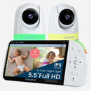 Babysense Max View: Video Baby Monitor with 2 Cameras, Non Wifi, Split Screen, Night Light & Sound Machine