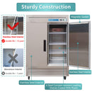 Congelador comercial de alcance, 2 puertas 49 pies cúbicos Acero inoxidable Congelador vertical de puerta sólida con ventilador de enfriamiento