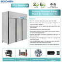 Congelador Comercial Vertical de 3 Puertas y 54 Pies Cúbicos, Acero Inoxidable, Congelador Vertical Comercial con Puerta Sólida y Enfriamiento por Ventilador