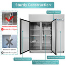 Congelador Comercial Vertical de 3 Puertas y 54 Pies Cúbicos, Acero Inoxidable, Congelador Vertical Comercial con Puerta Sólida y Enfriamiento por Ventilador