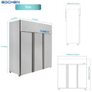 Congelador Comercial Vertical de 3 Puertas y 54 Pies Cúbicos, Acero Inoxidable, Congelador Vertical Comercial con Puerta Sólida y Enfriamiento por Ventilador