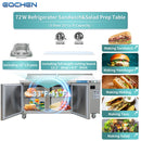 72 inch Salad Sandwich Prep Table Refrigerator, Stainless Steel Food Prep Cooler
