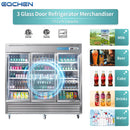 EQCHEN 82 Inch 3 Glass Door Commercial Refrigerator