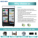 Refrigerador expositor comercial de 2 puertas, nevera comercial para bebidas EQCHEN de 48 pulgadas