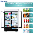 Refrigerador expositor comercial de 2 puertas, nevera comercial para bebidas EQCHEN de 48 pulgadas