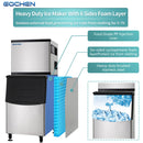 EQCHEN 500 lbs Commercial Ice Maker Machine with 375 lbs Storage Capacity