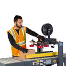 Máquina semiautomática precintadora de cajas con tracción lateral