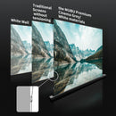 the MUBU Sunrise Rollable Motorized Floor Rising Projector Screen
