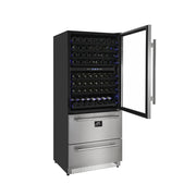 Capraia - Zonas de temperatura triples - Enfriador de vinos de 30" de zona doble con dos cajones refrigeradores